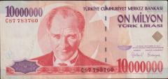 7.Emisyon 10 000 000 Lira C87 783760 Çok Temiz+