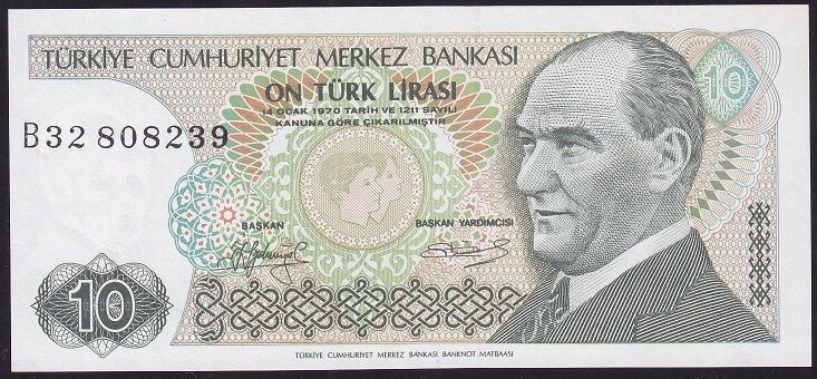 7.Emisyon 1.Tertip 10 Lira B32 808239 Çilaltı Çil