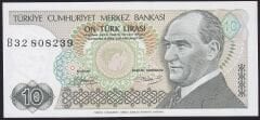 7.Emisyon 1.Tertip 10 Lira B32 808239 Çilaltı Çil