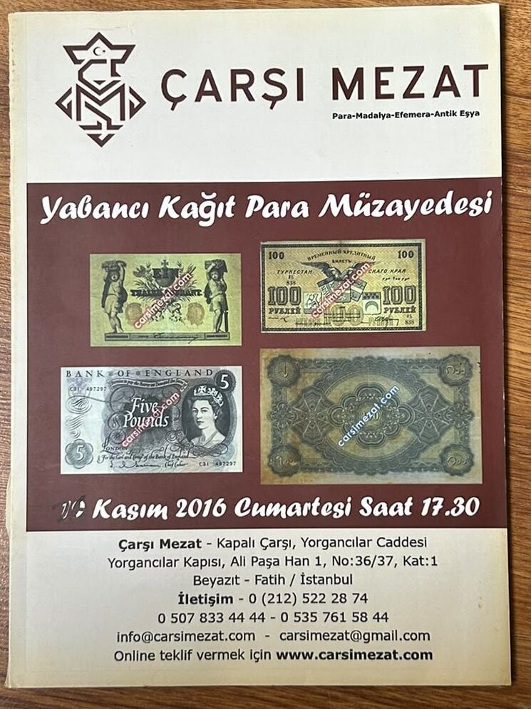 Çarşı Mezat Müzayede Kataloğu 26 Kasım 2016 Resimli 50 Sayfa