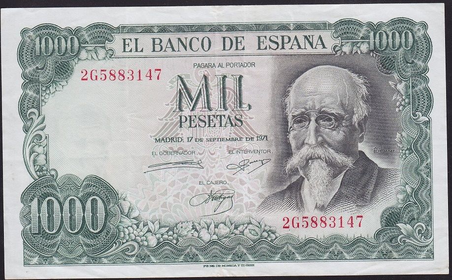 İspanya 1000 Pesetas 1971 Çok Temiz+ Pick 154