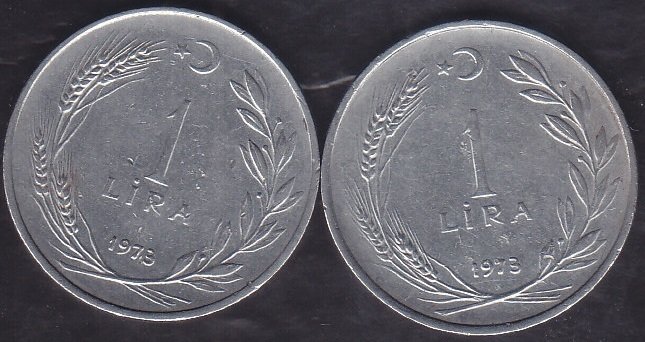 1973 Yılı 1 Lira (Ters Düz Takım)