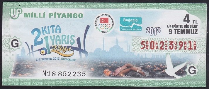 2013 9 TEMMUZ ÇEYREK BİLET - G SERİSİ