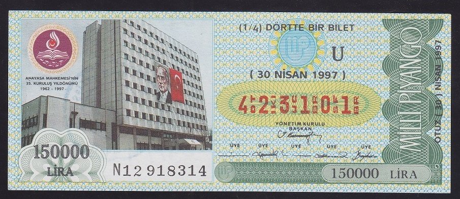 1997 30 NİSAN ÇEYREK BİLET ANAYASA MAHKEMESİ