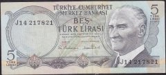 6.Emisyon 2.Tertip 5 Lira J14 217821 Çok Temiz +
