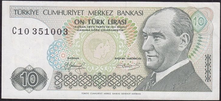 7.Emisyon 1.Tertip 10 Lira C10 351003 Çilaltı