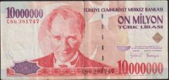 7.Emisyon 10 000 000 Lira C86 381747 Çok Temiz