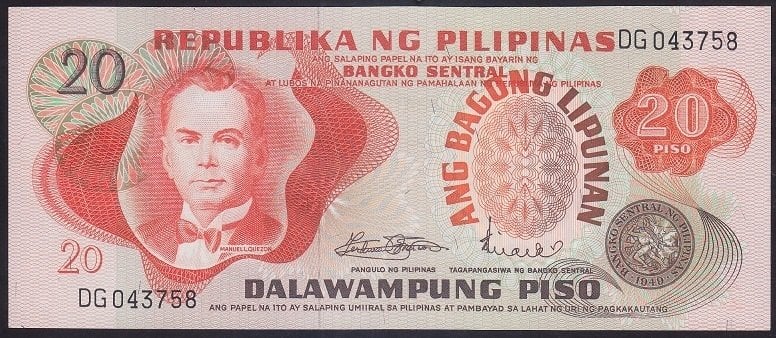 Filipinler 20 Piso 1970 ÇİL Pick 155