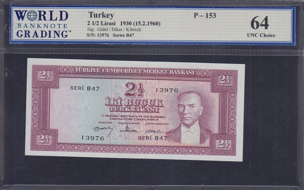5.Emisyon 4.Tertip 2,5 Lira B47 13976 WBG 64 Puanlı