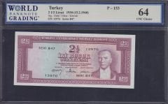 5.Emisyon 4.Tertip 2,5 Lira B47 13976 WBG 64 Puanlı
