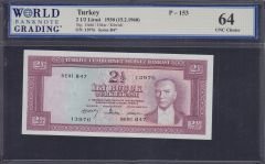 5.Emisyon 4.Tertip 2,5 Lira B47 13976 WBG 64 Puanlı