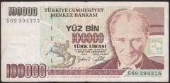 7.Emisyon 3.Tertip 100000 Lira G69 394375 Temiz