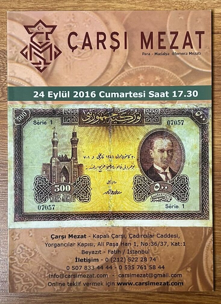 Çarşı Mezat Müzayede Kataloğu 24 Eylül 2016 Resimli 67 Sayfa