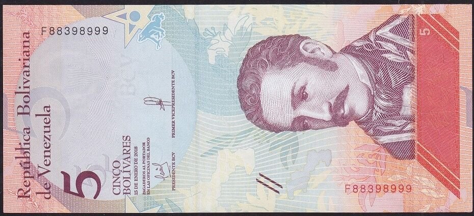 Venezuela 5 Bolivares 2018 Çil Pick 102 ( 999 )