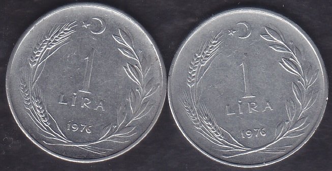 1976 Yılı 1 Lira (Ters Düz Takım)