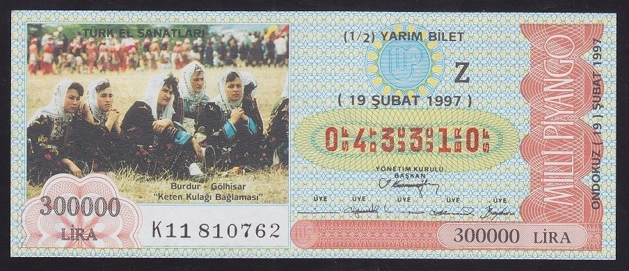 1997 19 ŞUBAT YARIM BİLET BURDUR GÖLHİSAR
