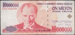7.Emisyon 10 000 000 Lira A74 764279 Çok Temiz