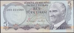 6.Emisyon 2.Tertip 5 Lira J03 222580 Çil