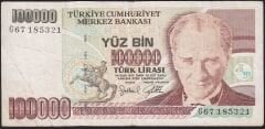 7.Emisyon 3.Tertip 100000 Lira G67 185321 Temiz