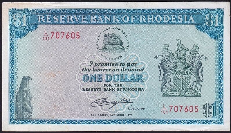 Rhodesia 1 Dolar 1978 Ççt Çilaltı ( Ortada Kat Yok ) Pick 34c