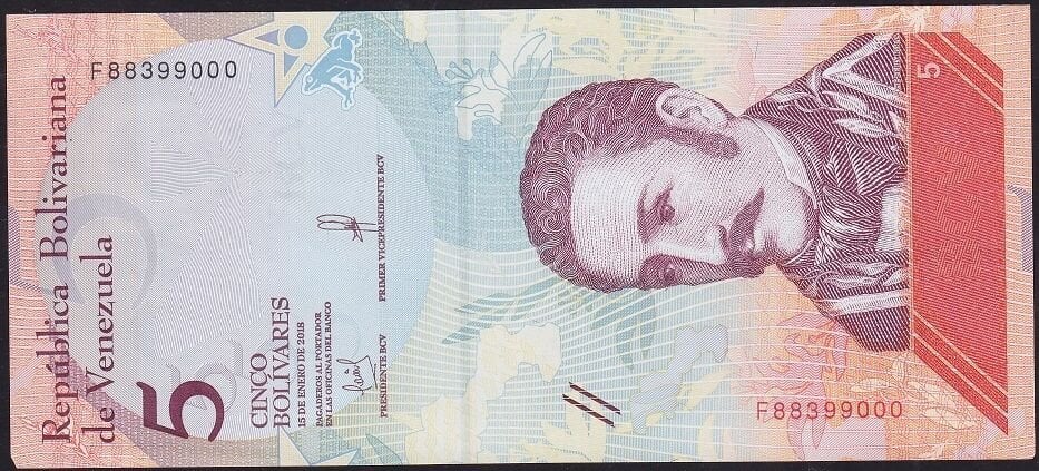 Venezuela 5 Bolivares 2018 Çil Pick 102 ( 000 )