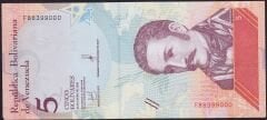 Venezuela 5 Bolivares 2018 Çil Pick 102 ( 000 )