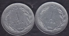1974 Yılı 1 Lira (Ters Düz Takım)