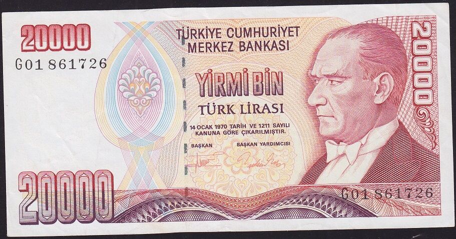 7.Emisyon 2.Tertip 20000 Lira G01 861726 Çok Temiz+