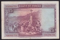 ISPANYA 25 PESETAS 1928 ÇOK ÇOK TEMİZ eski yabancı kağıt para