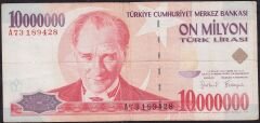 7.Emisyon 10 000 000 Lira A73 189428 Çok Temiz