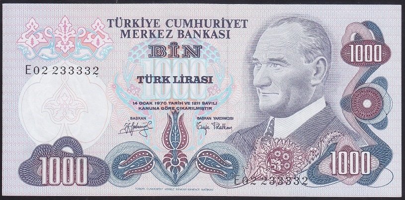 6.EMİSYON 2.TERTİP 1000 LİRA E02 233332 ÇİLALTI ÇİL