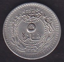 1327 / 4 REŞAT 5 PARA eski para
