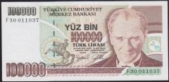 7.EMİSYON 3.TERTİP 100000 LİRA F30 011037 ÇİLALTI