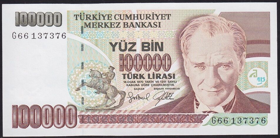 7.Emisyon 3.Tertip 100000 Lira G66 137376 Çil