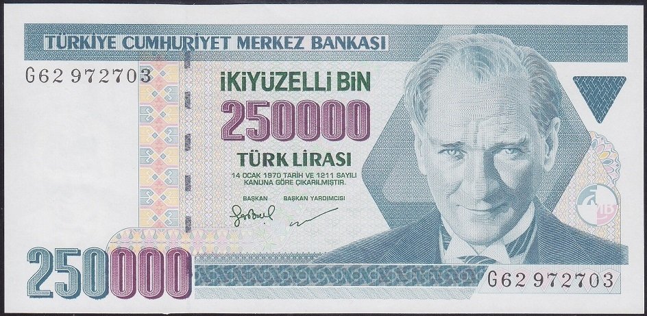 7.EMİSYON 3.TERTİP 250000 LİRA G62 972703 ÇİLALTI ÇİL