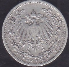 ALMANYA 1/2 MARK 1905 F GÜMÜŞ eski para mezat