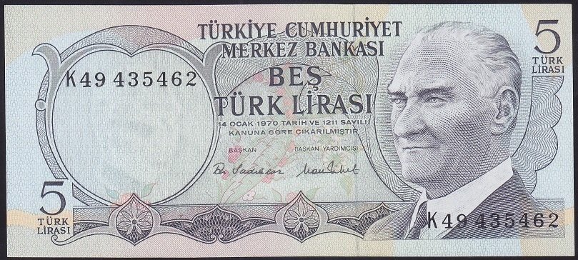 6.EMİSYON 2.TERTİP 5 LİRA K49 435462 ÇİL