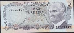 6.Emisyon 2.Tertip 5 Lira I74 321147 Çil