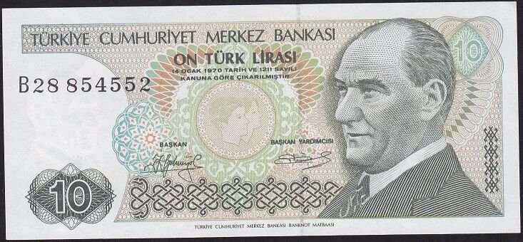7.Emisyon 1.Tertip 10 Lira B28 854552 Çilaltı Çil