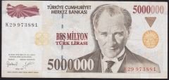 7.Emisyon 5 000 000 Lira K29 973881 Çok Temiz+