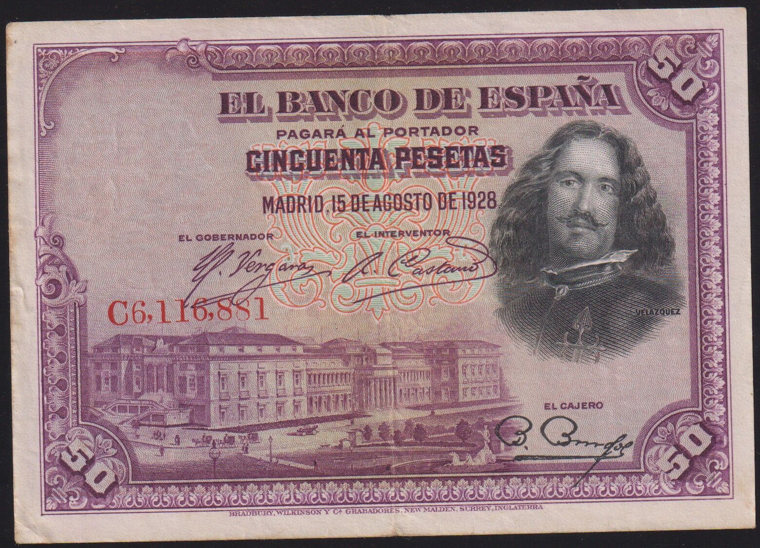 İspanya 50 Pesetas 1928 Çok Çok Temiz+