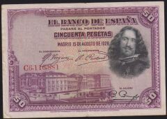 İspanya 50 Pesetas 1928 Çok Çok Temiz+