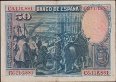 İspanya 50 Pesetas 1928 Çok Çok Temiz+