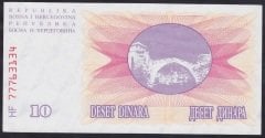 Bosna Hersek 10 Dinar 1992 Çil Pick 10