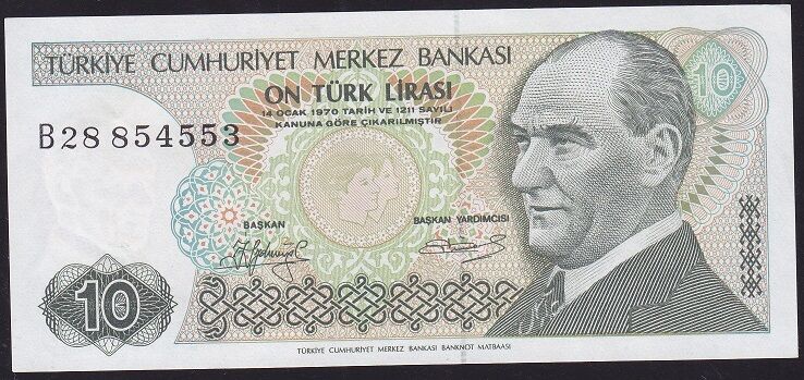 7.Emisyon 1.Tertip 10 Lira B28 854553 Çilaltı Çil