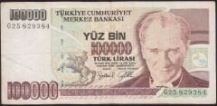7.Emisyon 3.Tertip 100000 Lira G25 829384 Temiz