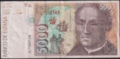 İspanya 5000 Pesetas 1992 Çok Temiz+