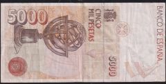 İspanya 5000 Pesetas 1992 Çok Temiz+