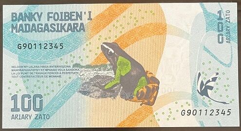 Madagaskar 100 Ariary 2017 Çil G90 112345 serisi