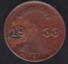 Almanya ( Weimar Cumhuriyeti ) 1 Pfennig 1933 A